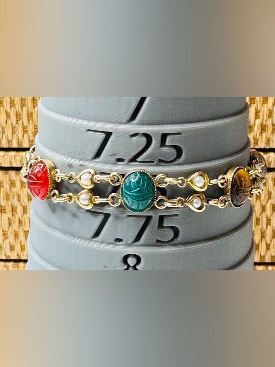 Jewelry - Scarab Bracelet 1/20 12k gold filled with pearl accents